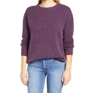 CASLON Woman's Long Sleeve Crewneck Sweater In Purple Shadow Size S
